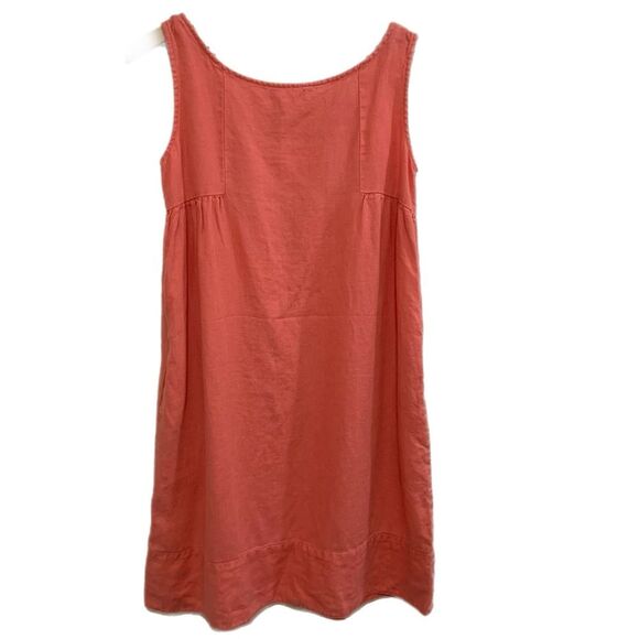 Garnet Hill Linen Dress Women’s 4 Orange Sleeveless Scoop Neck Relaxed. - Picture 2 of 13